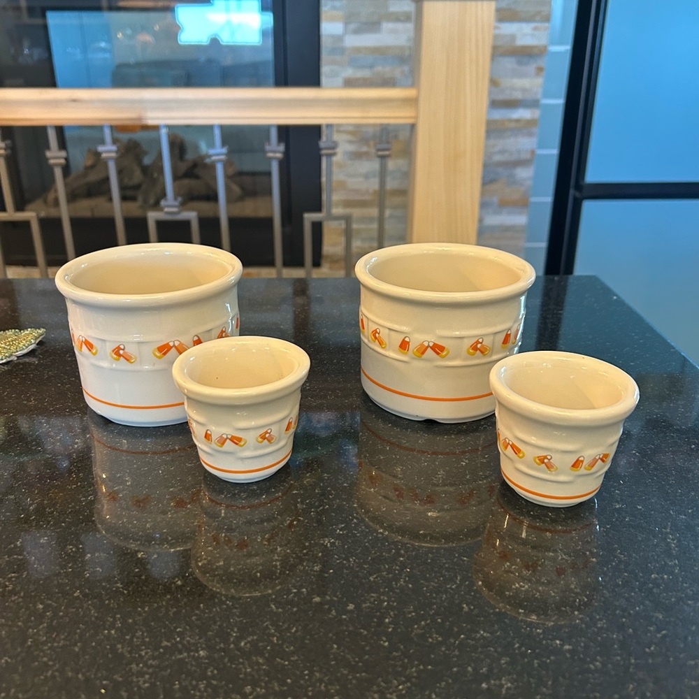 Ceramic Kitchen Canister Set with Orange Accents